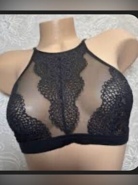 Black Lace High-Neck Bralette - Women Intimates
